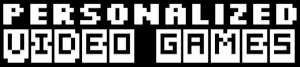 Personalized Video Games Logo in black and white with a game character running across